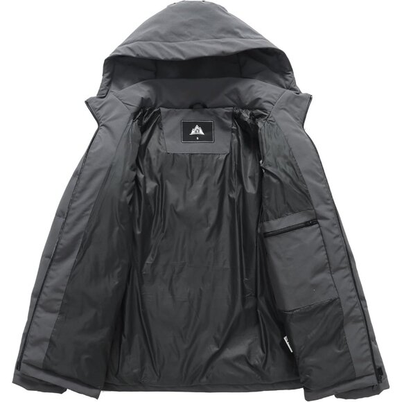 Women's Lightweight Full-Zip Puffer Jacket with Hood Quilted Warm Winter Coat Wa - Picture 3 of 6